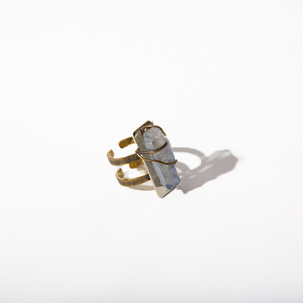 Δαχτυλίδι με χαλαζία. - ημιπολύτιμες πέτρες, ορείχαλκος, αλπακάς, δαχτυλίδι, χειροποίητα - 2