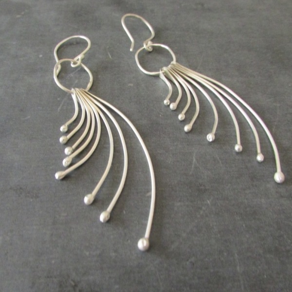 Ασημένια σκουλαρίκια με κινούμενα στοιχεία - ασήμι, μοντέρνο, σκουλαρίκια, ασημένια, κρεμαστά, δώρα για γυναίκες - 3