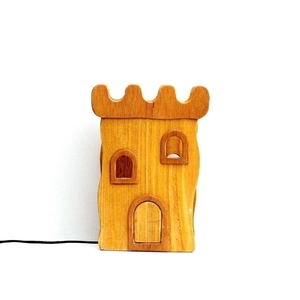 ξύλινο επιτραπέζιο φωτιστικό Κάστρο - ξύλο, αγόρι, πορτατίφ, παιδικά φωτιστικά