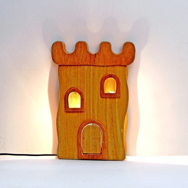 ξύλινο επιτραπέζιο φωτιστικό Κάστρο - ξύλο, αγόρι, πορτατίφ, παιδικά φωτιστικά - 5