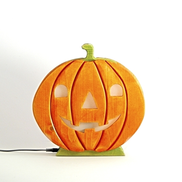 Χειροποίητο ξύλινο φωτιστικο "Halloween" - ξύλο, πορτατίφ, halloween