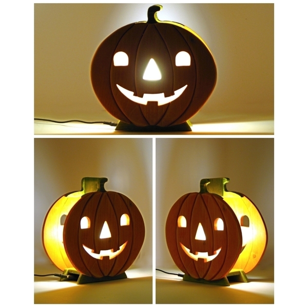 Χειροποίητο ξύλινο φωτιστικο "Halloween" - ξύλο, πορτατίφ, halloween - 3
