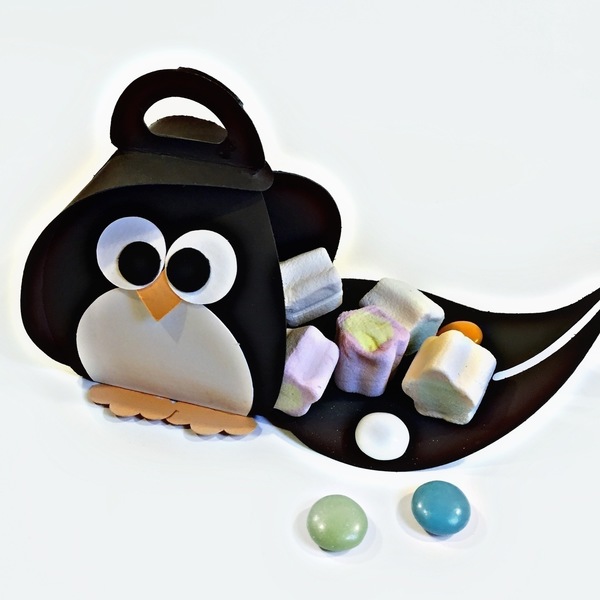 Μπομπονιέρα πιγκουίνος - ζωάκι, χαρτί, μπομπονιέρα, κουτί, παιδί, πάρτυ, γενέθλια, βάπτισης - 3