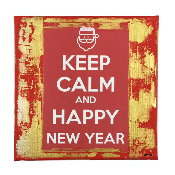 Keep Calm and Happy New Year - διακοσμητικό, γούρι, πίνακες & κάδρα, καμβάς, χαρτί, επιτοίχιο, δώρο, ακρυλικό, χειροποίητα, είδη δώρου, χριστουγεννιάτικο