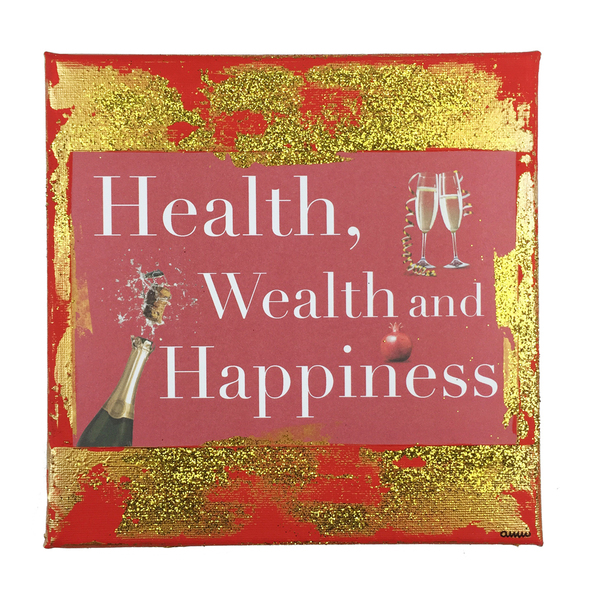 Health, Wealth and Happiness - διακοσμητικό, γούρι, πίνακες & κάδρα, καμβάς, χαρτί, επιτοίχιο, δώρο, ακρυλικό, χειροποίητα, είδη δώρου, χριστουγεννιάτικο