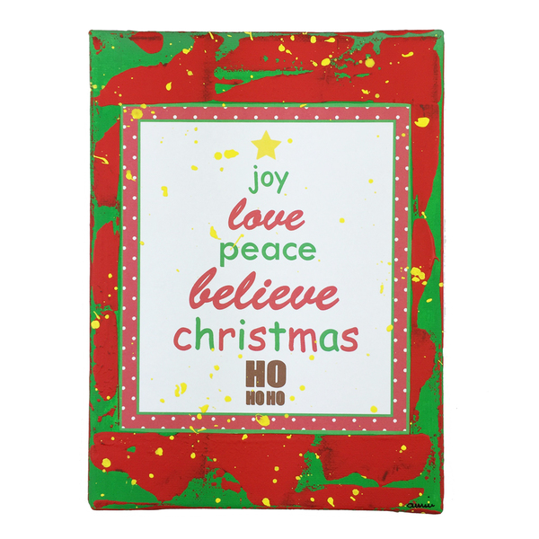 Joy-Love-Peace-Believe - πίνακες & κάδρα, καμβάς, χαρτί, επιτοίχιο, δώρο, ακρυλικό, χειροποίητα, είδη δώρου, διακριτικό, χριστουγεννιάτικο