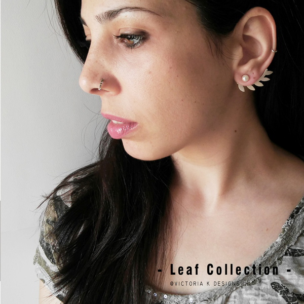 Silver Leaf earrings, Ασημένια σκουλαρίκια σε σχήμα φύλλου - chic, μοντέρνο, ασήμι 925, χειροποίητα, καθημερινό, minimal - 2