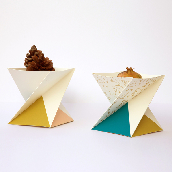 origami σετ δύο χάρτινων μεταξοτυπιμένων μπολ - χαρτί, βάζα & μπολ, πουλάκια