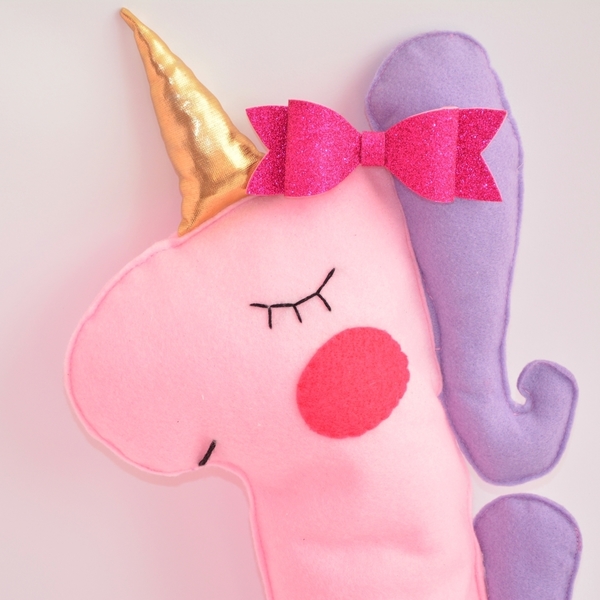 Lilith - The Pink Unicorn - διακοσμητικό, παιχνίδι, κορίτσι, τσόχα, χειροποίητα, δωμάτιο, παιδί, δωράκι, μαξιλάρια - 2