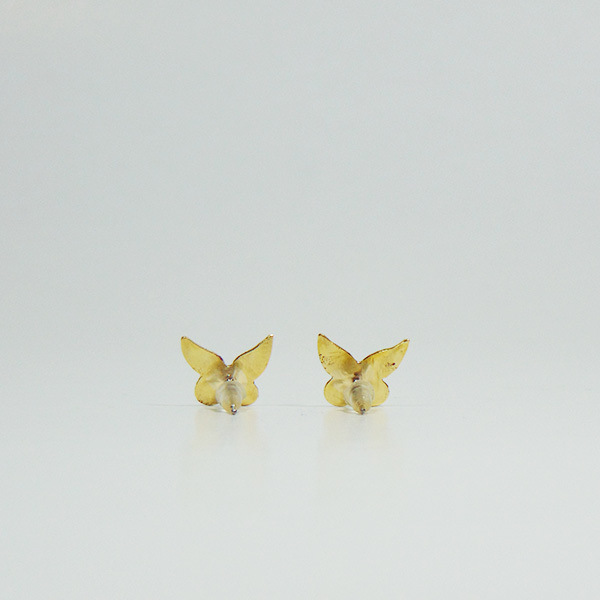 Σκουλαρίκια πεταλουδίτσες με κόκκινο και χρυσό σμάλτο - handmade, ορείχαλκος, ασήμι 925, σμάλτος, σκουλαρίκια, χειροποίητα - 3