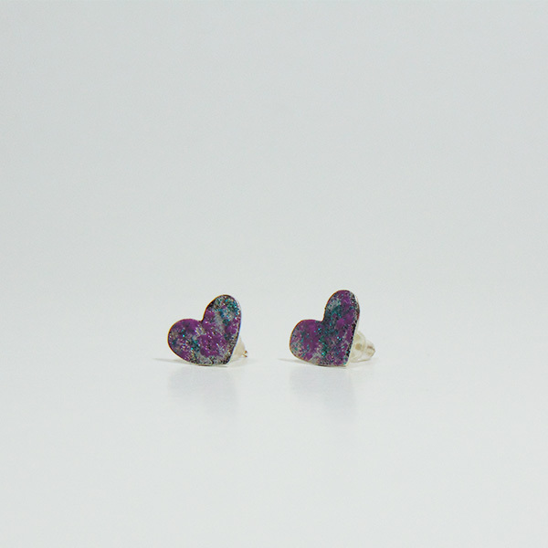 Σκουλαρίκια καρδιές με σμάλτο - handmade, ασήμι 925, σμάλτος, αλπακάς, καρδιά, σκουλαρίκια, χειροποίητα - 2