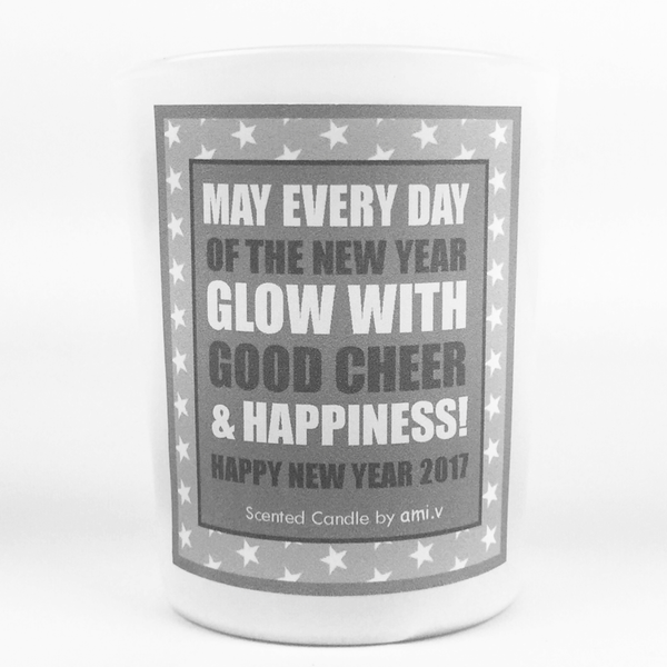 Γούρι αρωματικό κερί Vanilla - May every day of the new year glow with good cheer & happiness! - γούρι, δώρο, χριστουγεννιάτικο, κερί
