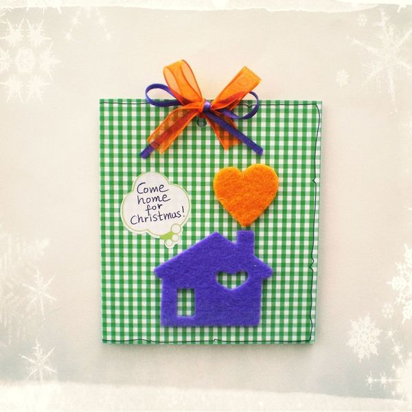 Christmas Greeting Card - κορδέλα, χαρτί, τσόχα, χειροποίητα - 2