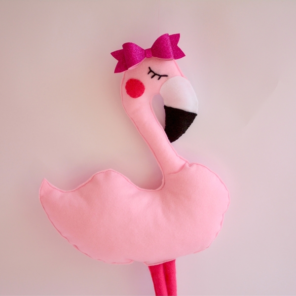 Rosie - The Pink Flamingo - διακοσμητικό, παιχνίδι, κορίτσι, τσόχα, χειροποίητα, δωμάτιο, παιδί, δωράκι, μαξιλάρια