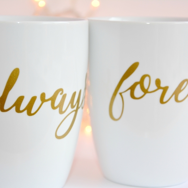 Always & Forever - Κούπες για ζευγάρι - δωράκι, personalised, ερωτευμένοι, σετ - 2
