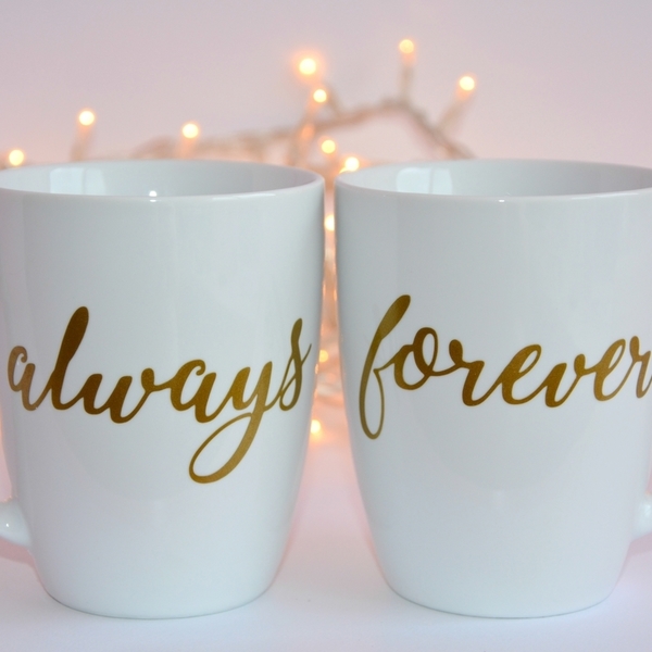 Always & Forever - Κούπες για ζευγάρι - δωράκι, personalised, ερωτευμένοι, σετ - 3