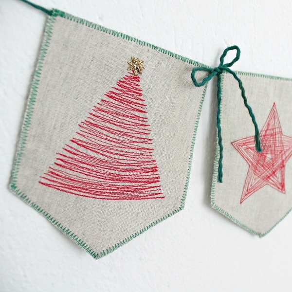 Χριστουγεννιάτικο μπάνερ trees&stars - ύφασμα, διακοσμητικό, κορδόνια, χριστουγεννιάτικο, βαμβακερές κορδέλες, διακοσμητικά - 3