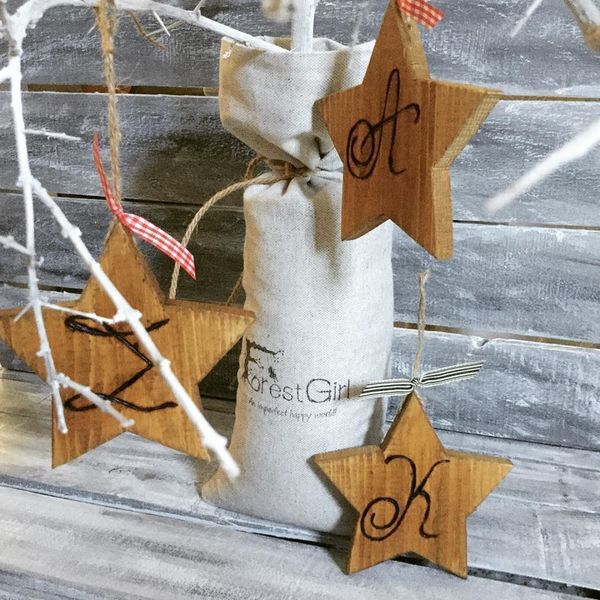 Χριστουγεννιάτικο στολίδι ξύλινο αστέρι με μονόγραμμα - κορδέλα, ξύλο, αστέρι, όνομα - μονόγραμμα, στολίδι, ξύλινο, χριστουγεννιάτικο, κρεμαστά, στολίδια - 2
