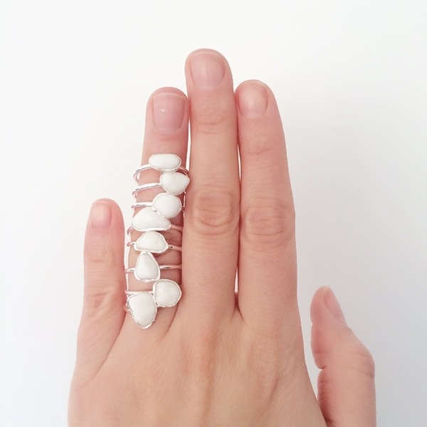 Ασημένιο Δαχτυλίδι με Λευκή Μαρμάρινη Πέτρα | Minimal & Βoho - ασήμι, μοναδικό, πέτρα, πέτρα, δαχτυλίδι, θάλασσα, minimal, οικολογικό, ασημένια, μικρά, σταθερά - 2
