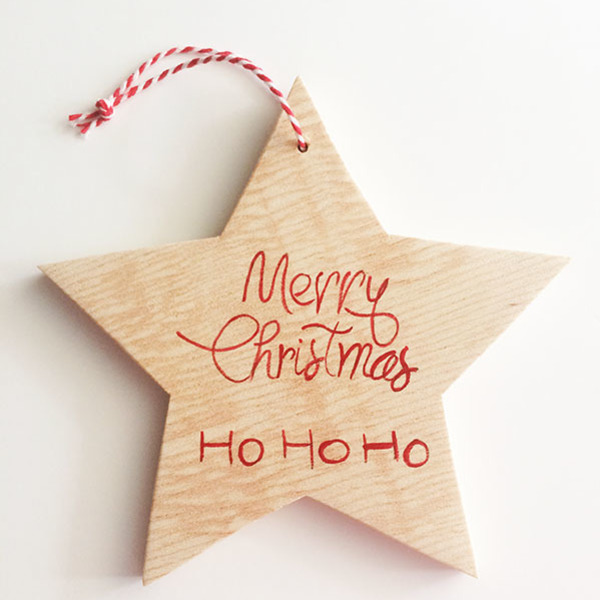 Ξύλινο Στολίδι Ι Αστέρι Ι Merry Christmas - ξύλο, στολίδι, στολίδια