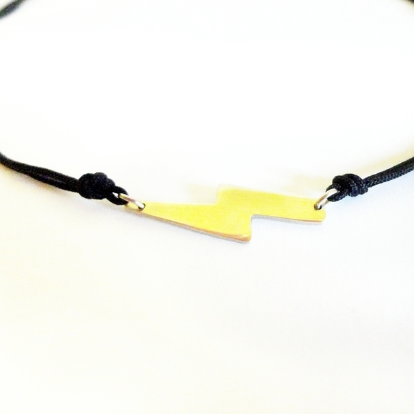 _thunder chocker - τσόκερ με σχέδιο κεραυνό - handmade, αλπακάς, τσόκερ, κορδόνια, χειροποίητα, rock, μπρούντζος