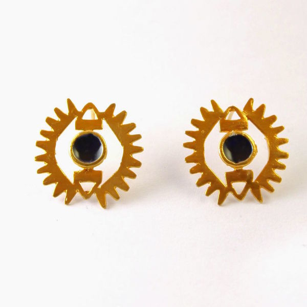 Eye earrings Serendipia collection χειροποίητα σκουλαρίκια από ορείχαλκο επιχρυσωμένο με σμάλτο - επιχρυσωμένα, ορείχαλκος, σμάλτος, επάργυρα, μέταλλο, σκουλαρίκια, χειροποίητα