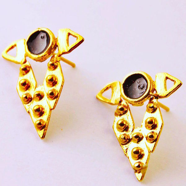 Luna earrings Serendipia collection χειροποίητα σκουλαρίκια από ορείχαλκο επιχρυσωμένα με σμάλτο - επιχρυσωμένα, επιχρυσωμένα, ορείχαλκος, σμάλτος, επάργυρα, μέταλλο, σκουλαρίκια, χειροποίητα