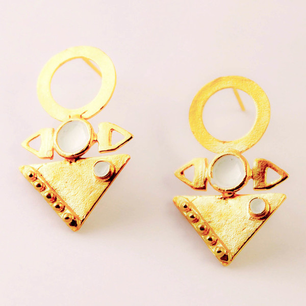 Nota II earrings Serendipia collection χειροποίητα σκουλαρίκια από ορείχαλκο επιχρυσωμένο με σμάλτο - επιχρυσωμένα, επιχρυσωμένα, ορείχαλκος, σμάλτος, επάργυρα, μέταλλο, σκουλαρίκια, χειροποίητα