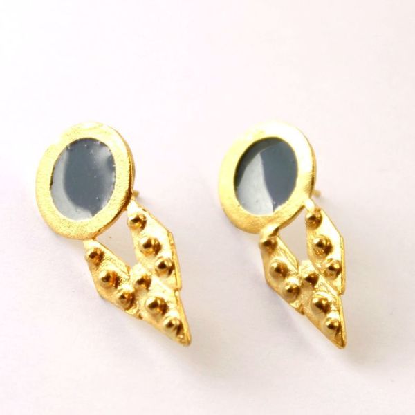 Circlo II earrings χειροποίητα σκουλαρίκια επιχρυσωμένα από ορείχαλκο με σμάλτο - επιχρυσωμένα, επιχρυσωμένα, ορείχαλκος, επάργυρα, σκουλαρίκια, χειροποίητα