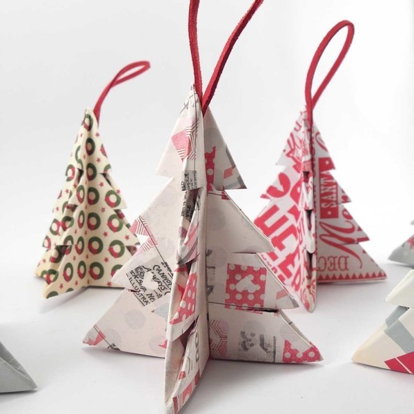 Χριστουγεννιάτικα στολίδια Origami - διακοσμητικό, χαρτί, διακόσμηση, χειροποίητα, minimal, χριστουγεννιάτικο, στολίδια