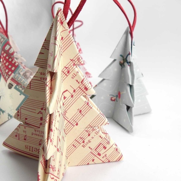 Χριστουγεννιάτικα στολίδια Origami - διακοσμητικό, χαρτί, διακόσμηση, χειροποίητα, minimal, χριστουγεννιάτικο, στολίδια - 2