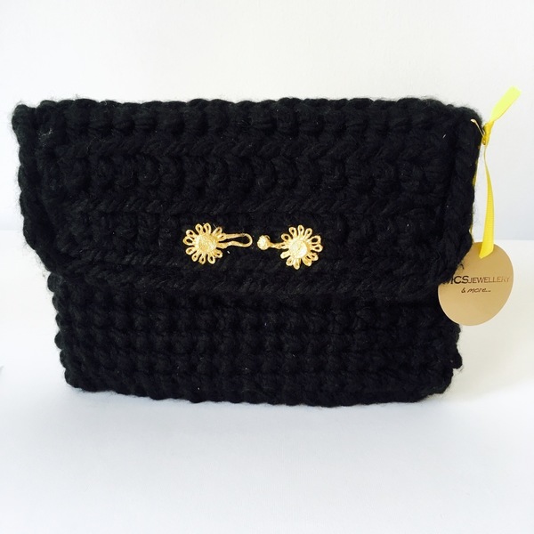 Chic wool clutch - μαλλί, μαλλί, ύφασμα, βραδυνά, επιχρυσωμένα, clutch, βελονάκι - 2