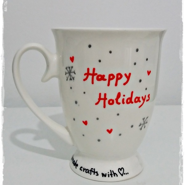 Χριστουγεννιάτικη κούπα "annie and rudolf" - ιδιαίτερο, κουζίνα, χειροποίητα, πορσελάνη, δωράκι, personalised, χριστουγεννιάτικο - 2