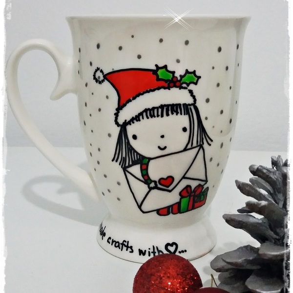 Χριστουγεννιάτικη κούπα "...letter to santa" - ιδιαίτερο, κουζίνα, πρωτότυπο, χειροποίητα, πορσελάνη, δωράκι, personalised, χριστουγεννιάτικο - 3