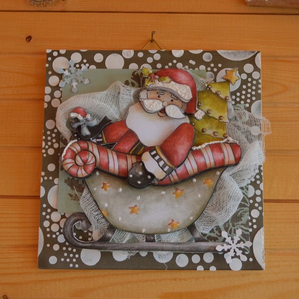 Καδράκι Άγιος Βασίλης! - διακοσμητικό, ξύλο, πίνακες & κάδρα, χαρτί, διακόσμηση, δωράκι, διακοσμητικά, Black Friday - 2