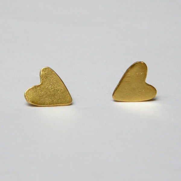 Καρδούλες σκουλαρίκια - επιχρυσωμένα, ασήμι 925, καρδιά, cute, σκουλαρίκια, χειροποίητα, ασημένια - 2