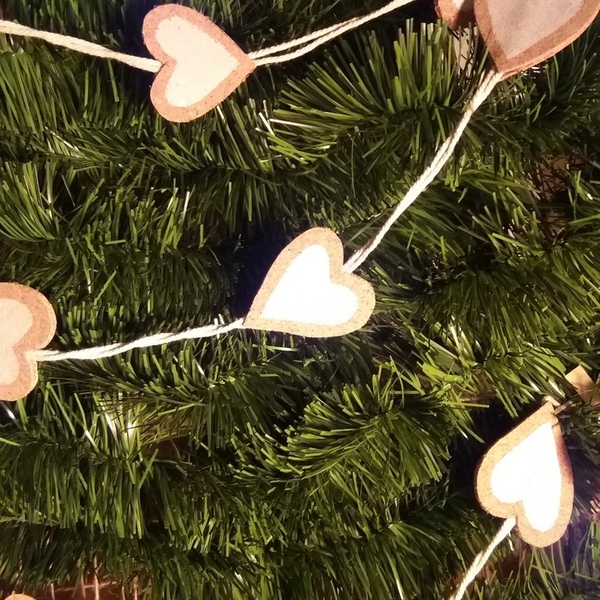 Γιρλάντα από καρδιες - χριστουγεννιάτικο, φελλός, στολίδια - 2