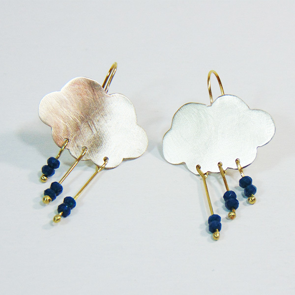 "Rain Drops" - Σκουλαρίκια συννεφάκια - handmade, fashion, design, ορείχαλκος, αλπακάς, cute, χειροποίητα