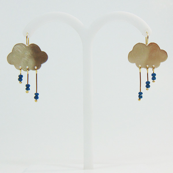 "Rain Drops" - Σκουλαρίκια συννεφάκια - handmade, fashion, design, ορείχαλκος, αλπακάς, cute, χειροποίητα - 2