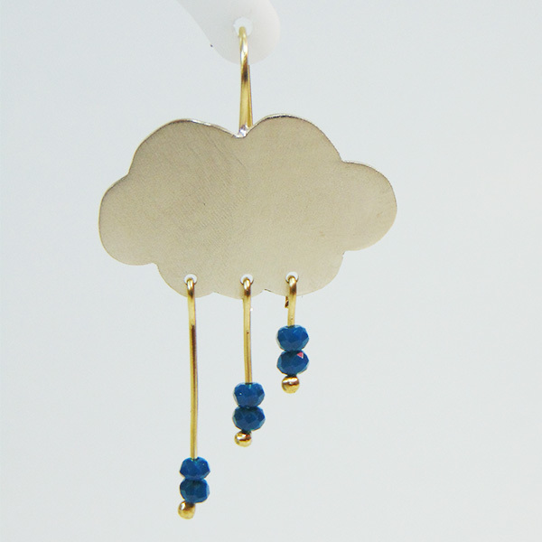 "Rain Drops" - Σκουλαρίκια συννεφάκια - handmade, fashion, design, ορείχαλκος, αλπακάς, cute, χειροποίητα - 3