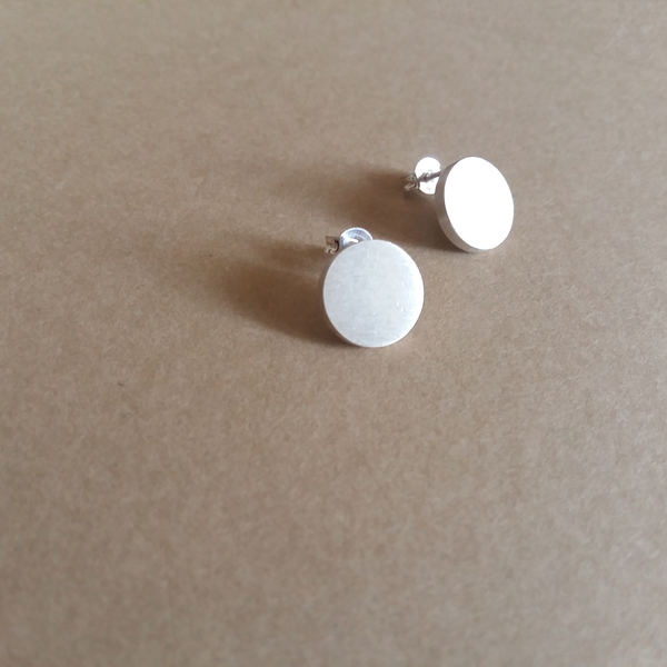 Minimal Shapes - Σκουλαρίκια (Διάμετρος 1.15cm) - ασήμι, στρογγυλό, ασήμι 925, σκουλαρίκια, χειροποίητα, minimal, ασημένια - 4