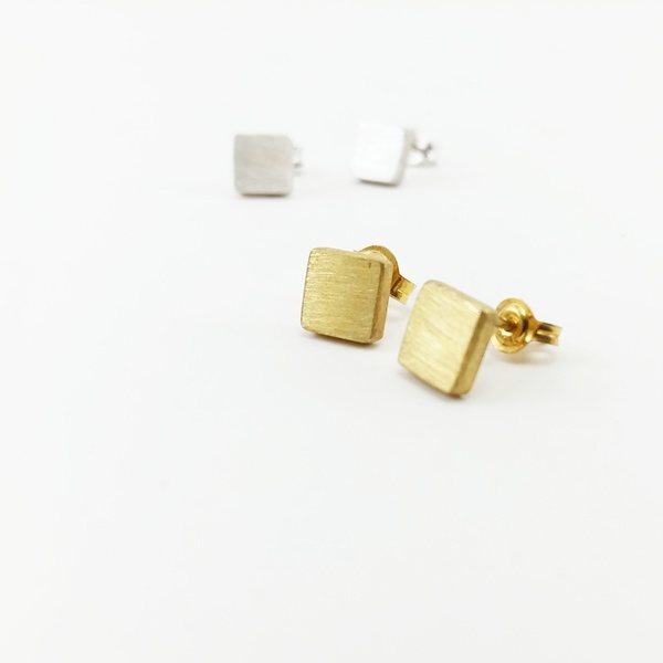 Minimal Shapes - Σκουλαρίκια (Dimensions 0.7cm) - ασήμι, επιχρυσωμένα, επιχρυσωμένα, ασήμι 925, mini, σκουλαρίκια, γεωμετρικά σχέδια, χειροποίητα, minimal, ασημένια - 2