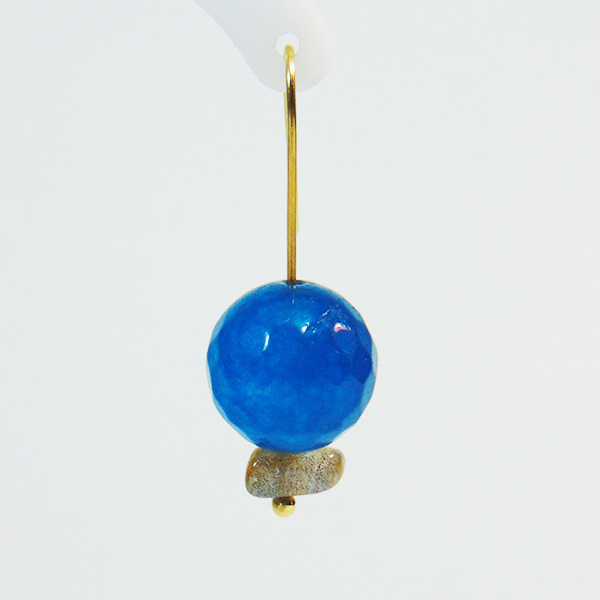 "Sky blue" - Σκουλαρίκια με αχάτη και λαμπραδορίτη - ημιπολύτιμες πέτρες, αχάτης, handmade, fashion, ορείχαλκος, σκουλαρίκια, χειροποίητα - 3