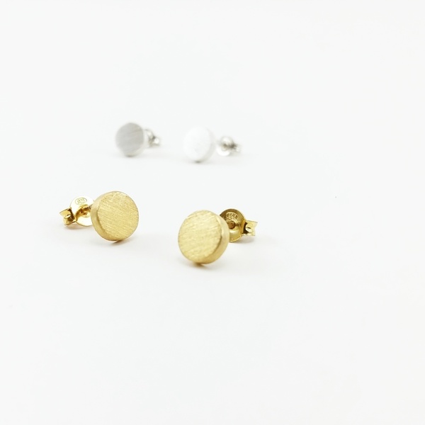 Minimal Shapes - Σκουλαρίκια (diameter 0,7 cm) - ασήμι, επιχρυσωμένα, επιχρυσωμένα, ασήμι 925, σκουλαρίκια, γεωμετρικά σχέδια, χειροποίητα, minimal, ασημένια - 2