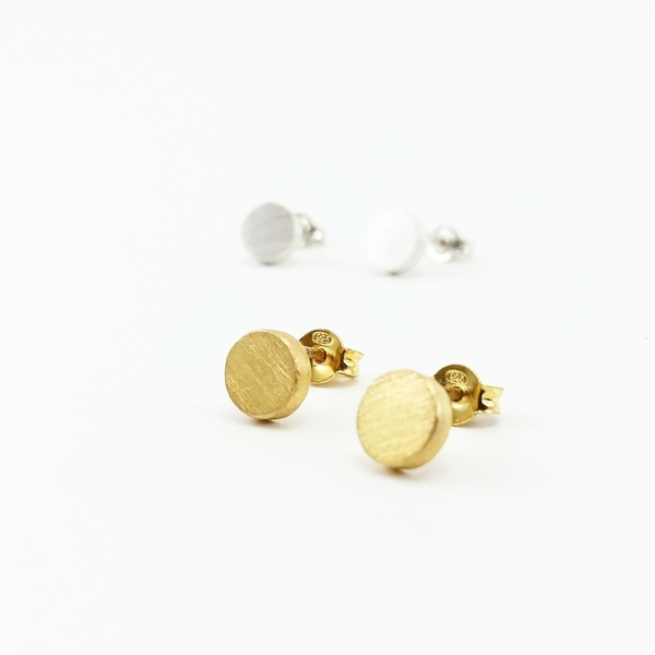 Minimal Shapes - Σκουλαρίκια (diameter 0,7 cm) - ασήμι, επιχρυσωμένα, επιχρυσωμένα, ασήμι 925, σκουλαρίκια, γεωμετρικά σχέδια, χειροποίητα, minimal, ασημένια - 3