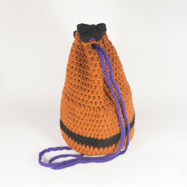 Τσάντα χειροποίητη πλεκτή πλάτης ή ώμου - πουγκί με ρίγα - ριγέ, πλεκτό, κορίτσι, crochet, ακρυλικό, σακίδια πλάτης, τσάντα, χειροποίητα - 3