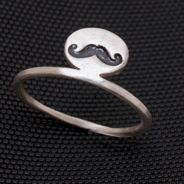 ασημένιο δαχτυλίδι με σμάλτο μουστάκι - ασήμι 925, σμάλτος, δαχτυλίδι, all day, must αξεσουάρ, ασημένια, βεράκια, αυξομειούμενα - 3