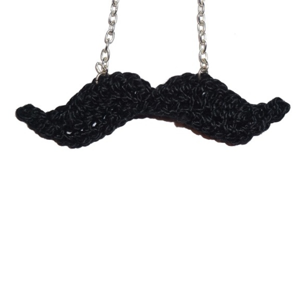 Χειροποίητο κολιέ Mr moustaches - βαμβάκι, handmade, επάργυρα, crochet, βελονάκι, κολιέ, χειροποίητα, δωράκι, αξεσουάρ, must αξεσουάρ