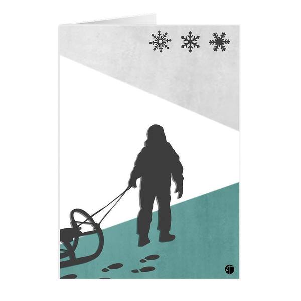 GK...ristmas card leaving Footprings in the snow..