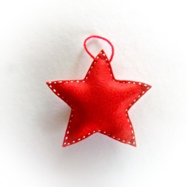 Χριστουγεννιάτικο στολίδι αστεράκι τσόχινο - νήμα, αστέρι, τσόχα, τσόχα, δώρο, χειροποίητα, στολίδια